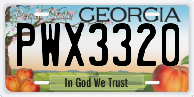 GA license plate PWX3320