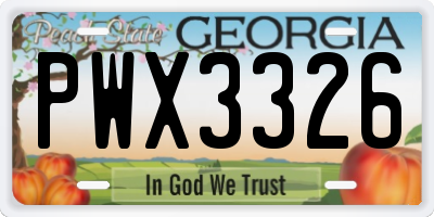 GA license plate PWX3326