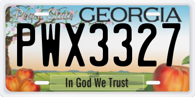 GA license plate PWX3327
