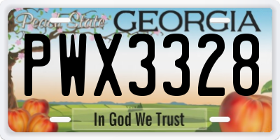 GA license plate PWX3328