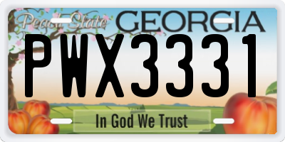 GA license plate PWX3331