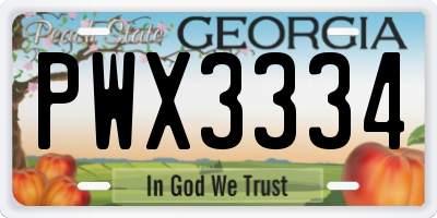 GA license plate PWX3334