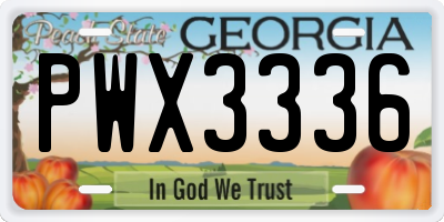 GA license plate PWX3336
