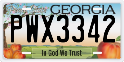 GA license plate PWX3342