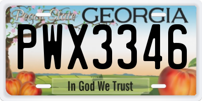 GA license plate PWX3346