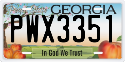 GA license plate PWX3351