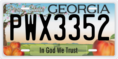 GA license plate PWX3352