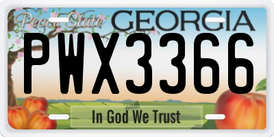 GA license plate PWX3366
