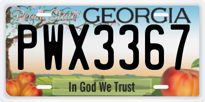 GA license plate PWX3367