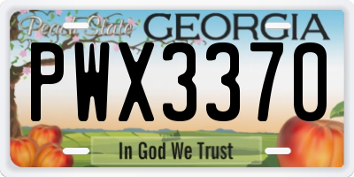 GA license plate PWX3370