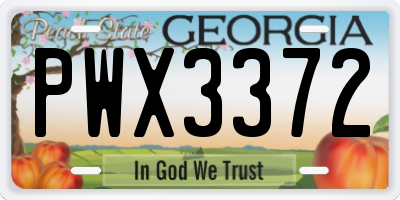 GA license plate PWX3372