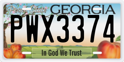 GA license plate PWX3374