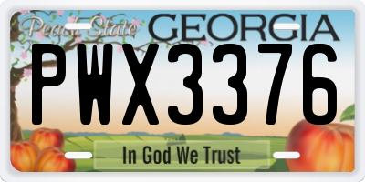 GA license plate PWX3376