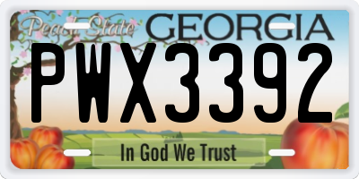 GA license plate PWX3392