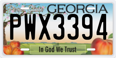 GA license plate PWX3394