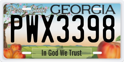 GA license plate PWX3398