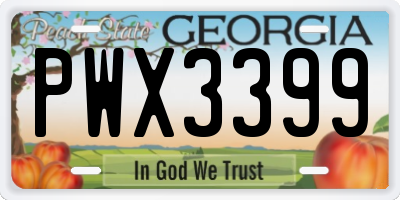 GA license plate PWX3399
