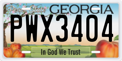 GA license plate PWX3404