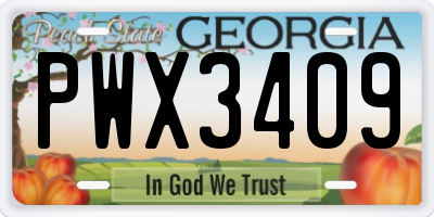 GA license plate PWX3409