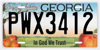 GA license plate PWX3412