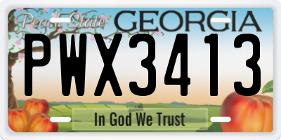 GA license plate PWX3413