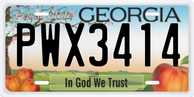 GA license plate PWX3414