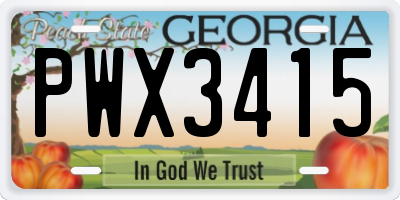 GA license plate PWX3415