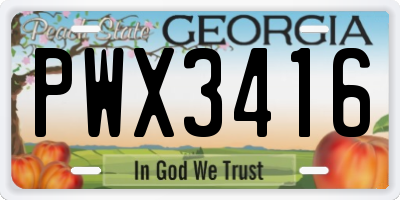 GA license plate PWX3416