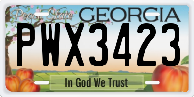 GA license plate PWX3423