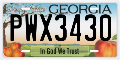 GA license plate PWX3430