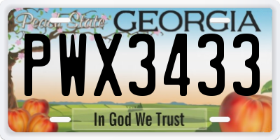 GA license plate PWX3433