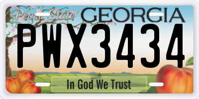 GA license plate PWX3434