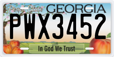 GA license plate PWX3452