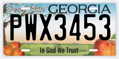 GA license plate PWX3453