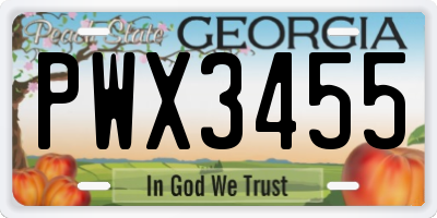 GA license plate PWX3455