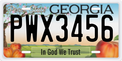 GA license plate PWX3456