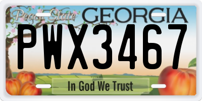 GA license plate PWX3467