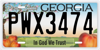 GA license plate PWX3474