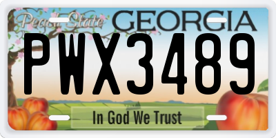GA license plate PWX3489