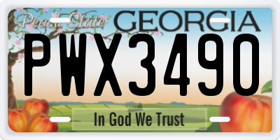 GA license plate PWX3490