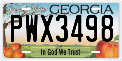 GA license plate PWX3498