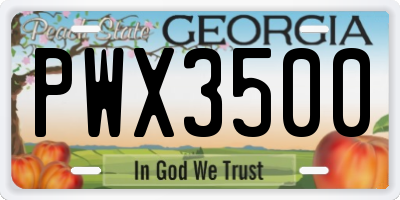 GA license plate PWX3500