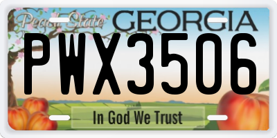 GA license plate PWX3506