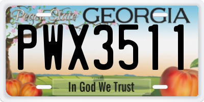 GA license plate PWX3511