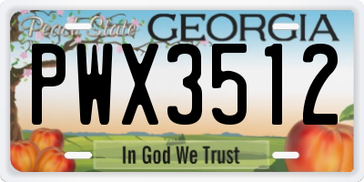 GA license plate PWX3512