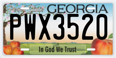 GA license plate PWX3520