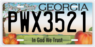 GA license plate PWX3521