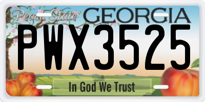 GA license plate PWX3525