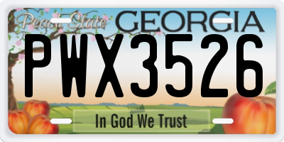 GA license plate PWX3526