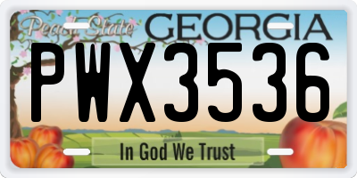 GA license plate PWX3536